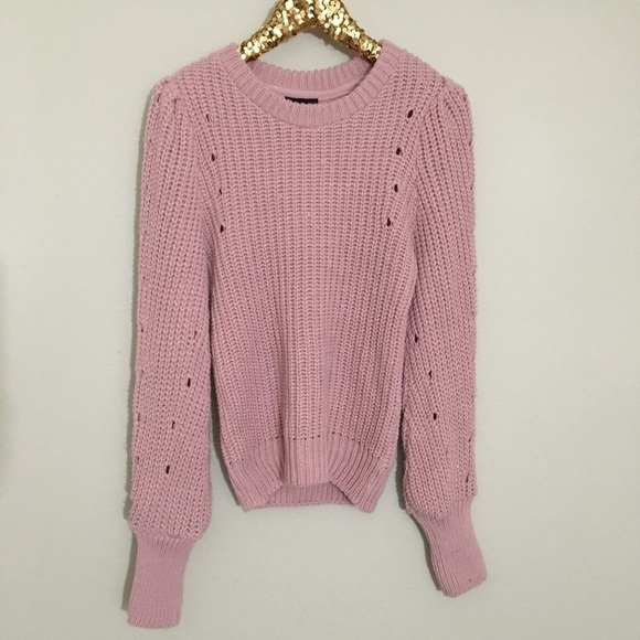Topshop pink chunky knit distressed sweater 2 - Picture 4 of 8